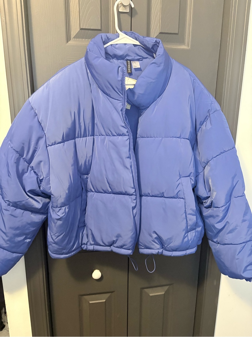 NWT Women's Cropped Puffer Jacket - Periwinkle Blue